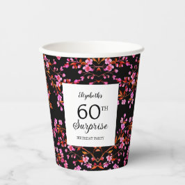 Vasos De Papel Cerezo Blossom Floral Surprise Nacimiento Negro