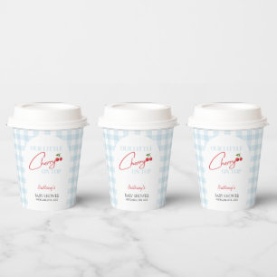 Vasos De Papel Cerezo en Baby Shower bajo control azul