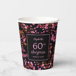 Vasos De Papel Cerezo en flor Sakura Surprise Cumpleaños Negro