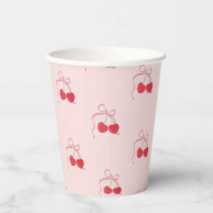 Vasos De Papel Cerezo en la ducha de bebé rosada
