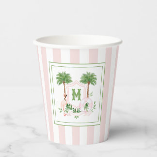 Vasos De Papel Cerramiento con cresta de monograma de rayas de Ca