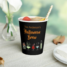 Vasos De Papel Cerveza divertida de Halloween negra espeluznante