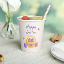 Cesta feliz de Pascua y mariposas