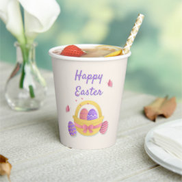 Vasos De Papel Cesta feliz de Pascua y mariposas