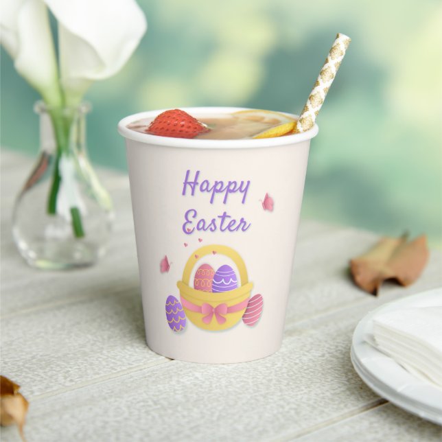 Vasos De Papel Cesta feliz de Pascua y mariposas (in situ)