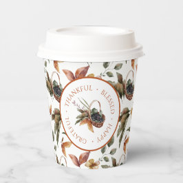 Vasos De Papel Cestas De Hojas De Otoño Frutas Benditas