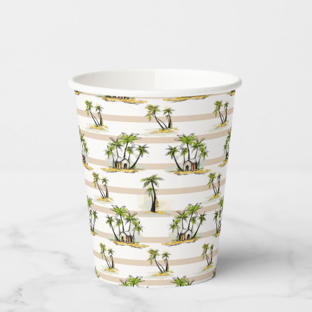 Vasos De Papel Chaca Tropical Y Palmeras (Izquierda)