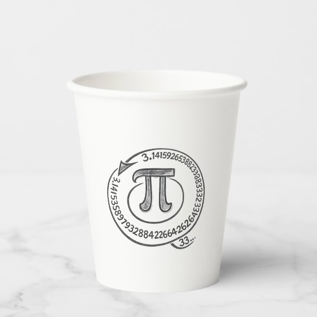 Vasos De Papel Chalk Style Pi Symbol with Digits – Math Pi Day (Anverso)