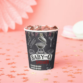Vasos De Papel Chalkboard Baby-Q Grill Baby Shower