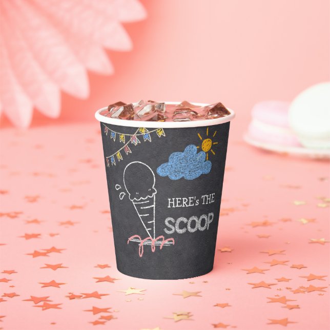 Vasos De Papel Chalkboard Ice Cream Scoop Drawing Baby Shower (in situ)