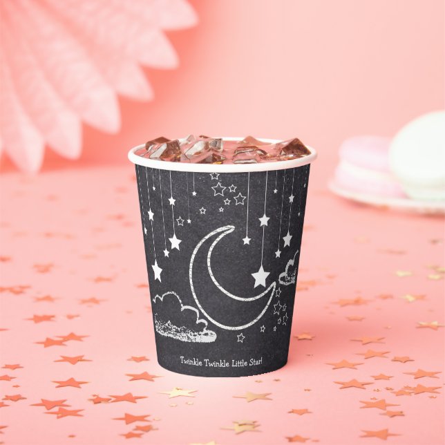 Vasos De Papel Chalkboard Twinkle Twinkle Little Star Baby Shower (in situ)
