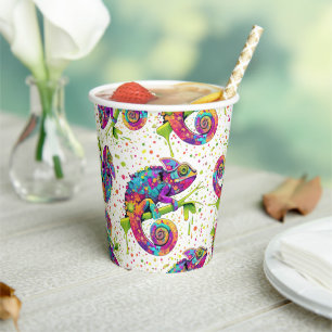 Vasos De Papel Chameleon Paint Stains Watercolor Style