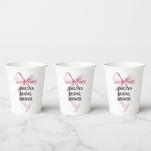 Vasos De Papel Champán de boda de lazo rosa blanco femenino (Multi)