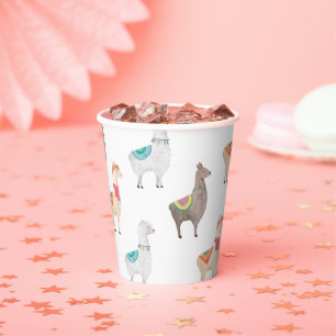 Vasos De Papel Champán de Llama para Baby Shower   Animal Alpaca 