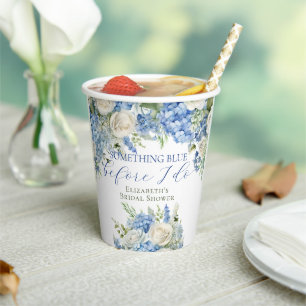 Vasos De Papel Champán Nupcial Floral Azul Aguada
