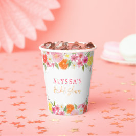 Vasos De Papel Champán Nupcial Floral Cítrico Limón Naranja