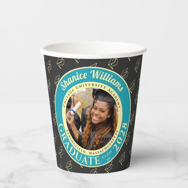 Vasos De Papel Charcoal Photo Modern Graduation Party (Anverso)