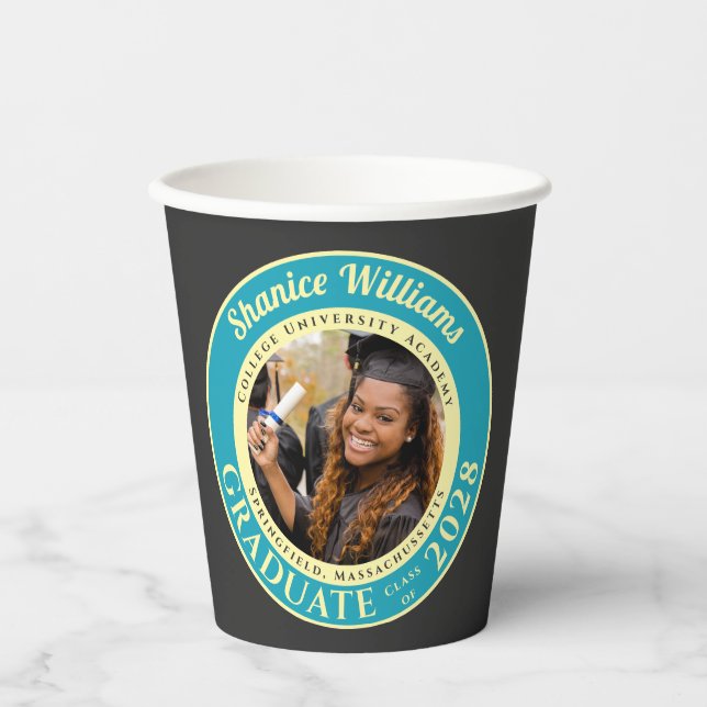 Vasos De Papel Charcoal Photo Modern Graduation Party (Anverso)