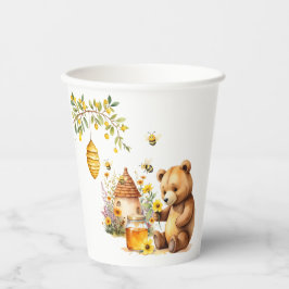 Vasos De Papel Charming Honey Bee Bear Baby Shower