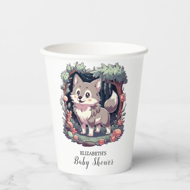 Vasos De Papel Charming Wolf Baby Shower (Anverso)