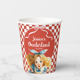 Vasos De Papel Checkered Alice in ONEDERLAND 1st Birthday Party