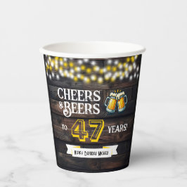 Vasos De Papel Cheers and Beers to 47 Years Rustic Birthday
