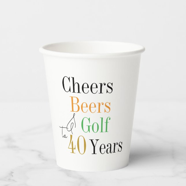 Vasos De Papel Cheers Beers Golf 40th Birthday Fiesta (Anverso)