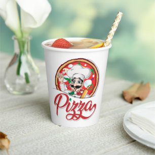 Vasos De Papel Chef de Pizza Italiano