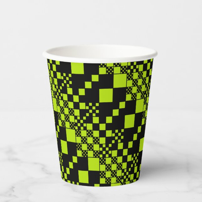 Vasos De Papel Cheques, chequeos - Lime Green (Anverso)