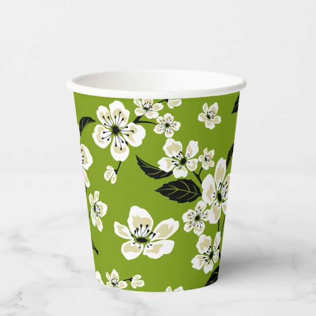 VASOS DE PAPEL CHERRY BLOSSOM - SAKURA (MATCHA GREEN) (Anverso)