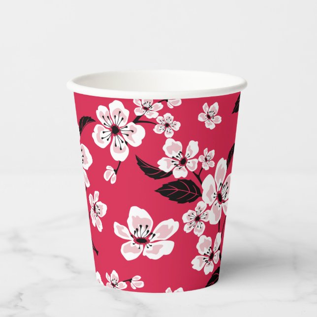VASOS DE PAPEL CHERRY BLOSSOM - SAKURA (ROJO) (Anverso)