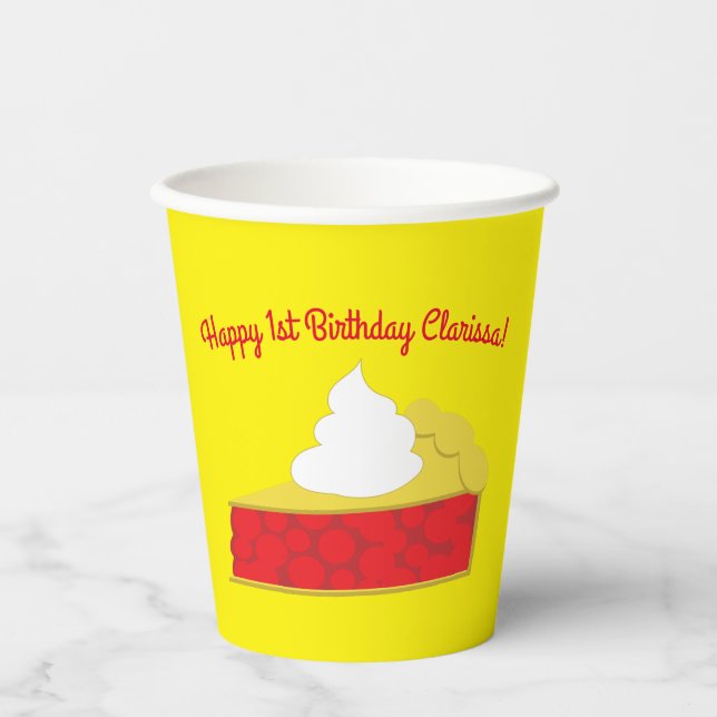 Vasos De Papel Cherry Cutie Pie Birthday Party (Anverso)