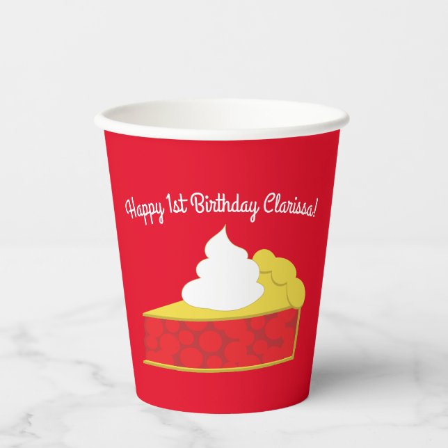 Vasos De Papel Cherry Cutie Pie Birthday Party (Anverso)