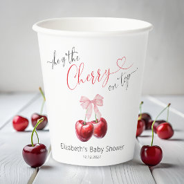 Vasos De Papel Cherry de moda en Baby Shower Top Coquette