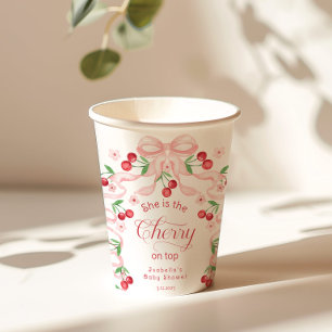 Vasos De Papel Cherry en la cima de la coqueta rosa de la vaca be