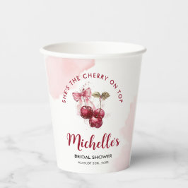 Vasos De Papel Cherry en la cima de la ducha de novia en verano d