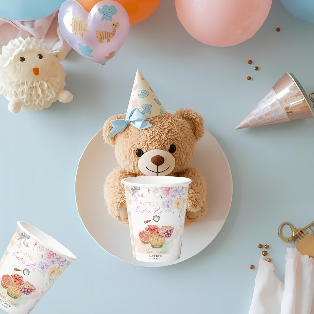 Vasos De Papel Cherry Little Cutie Pastel Gingham Baby Shower (Subido por el creador)