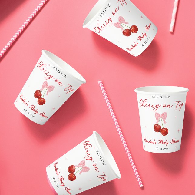 Vasos De Papel Cherry on Top Baby shower  (Subido por el creador)