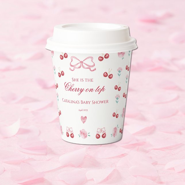 Vasos De Papel Cherry On Top Rubor Delight Baby Shower (Subido por el creador)