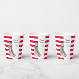Vasos De Papel Cherry Red stripes vibrante ducha de novia audaz