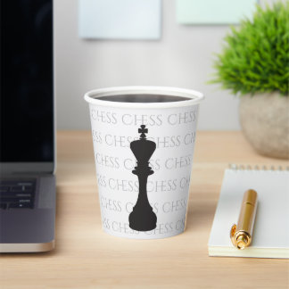 Vasos De Papel Chess King Classic Piece moderna negra, blanca
