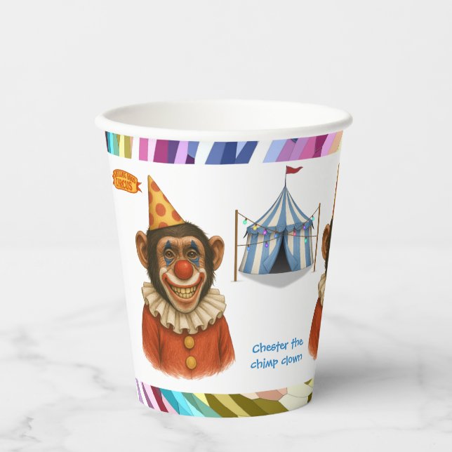 Vasos De Papel Chester el payaso chimpancé (Anverso)