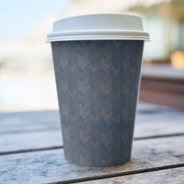 Vasos De Papel Chevron, patrón Herringbone, azul retro