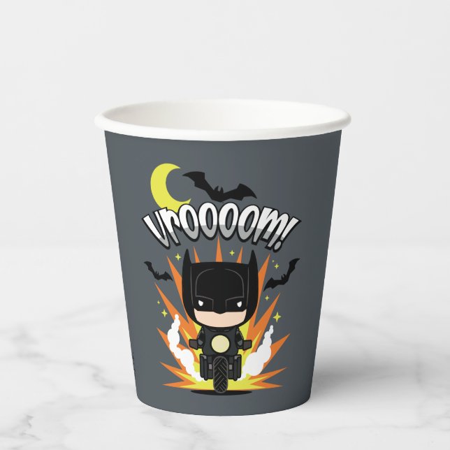 Vasos De Papel Chibi Batman Batcycle (Anverso)