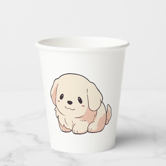 Vasos De Papel Chibi Golden Retriever Puppy (Anverso)
