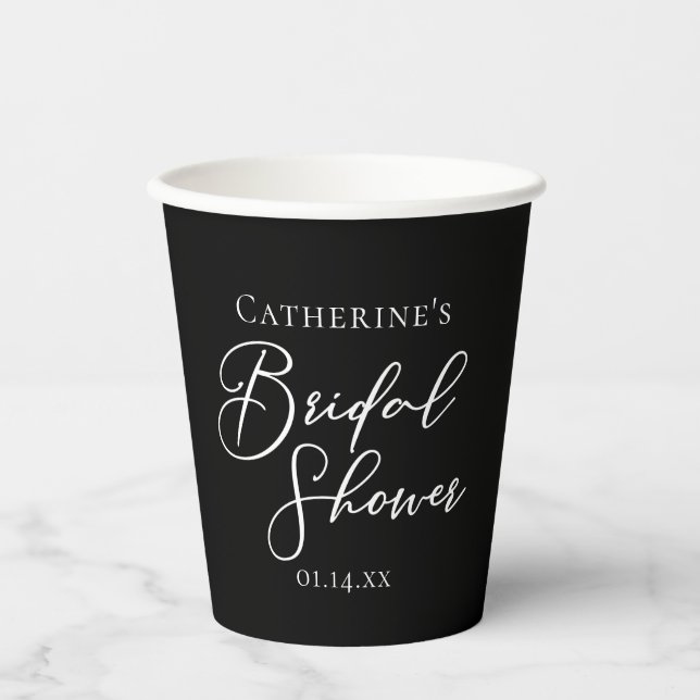Vasos De Papel Chic Black White Bridal Shower Personalized (Anverso)
