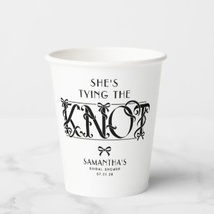 Vasos De Papel Chic Bridal Shower Lazo Negro Está Anudando el Nud