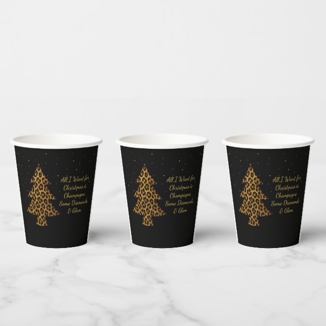 Vasos De Papel Chic Holiday Leopard Tree Design (Multi)