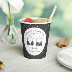 Vasos De Papel Chic Lace Negro Acuarela Ropa Interior Despedida d