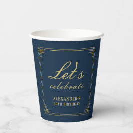 Vasos De Papel Chic Navy Gold Gatsby Let's Celebrate